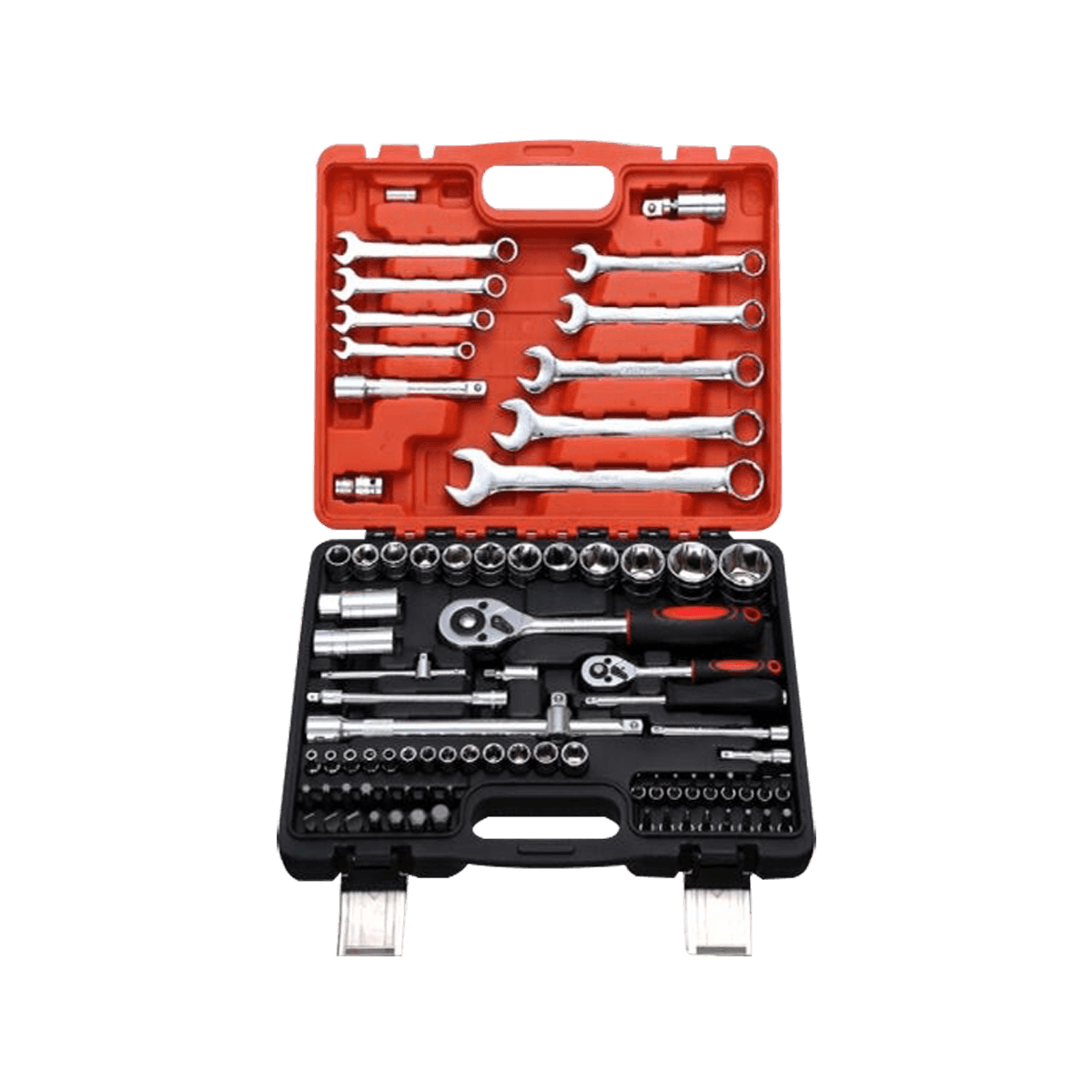 82-teiliges Schraubenschlüssel-Steckschlüssel-Set, multifunktionales Schraubenschlüssel-Werkzeug-Set, Fahrrad-Auto-Reparatur-Werkzeug-Sets mit Schlagbox